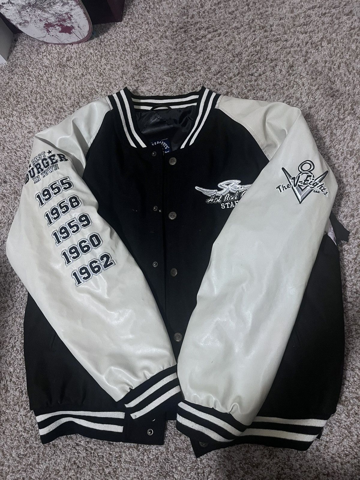 Steve deals & Barry's Hot Rod Cafe Varsity Jacket