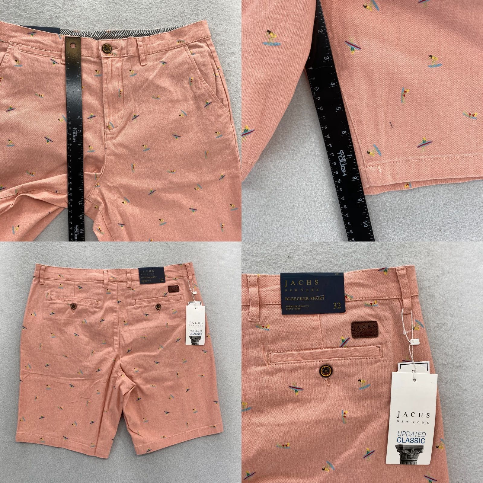 Pinko JACHS New York Bleecker Short Mens 32 Pink Surf All Over Print Stretch Preppy Chino Casual Size US 32 / EU 48 - 8 Thumbnail