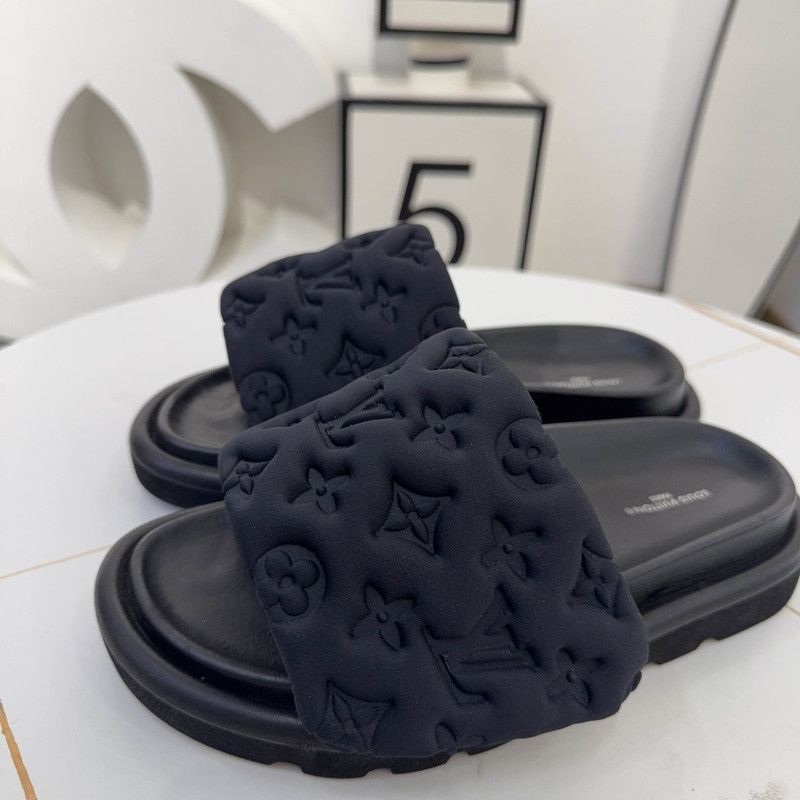 Louis Vuitton Louis Vuitton Embossed Logo Slip-On Sandals -2508 Size US 5.5 / EU 38 - 1 Thumbnail