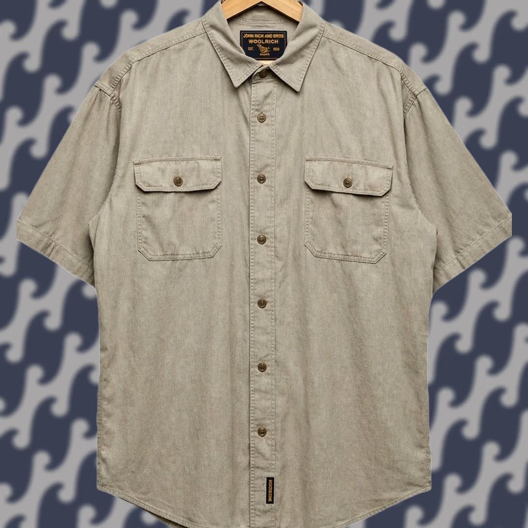 Vintage Woolrich Shirt Mens M Short Sleeve Button Up Outdoor Khaki Cotton Utility Size US M / EU 48-50 / 2 - 1 Thumbnail
