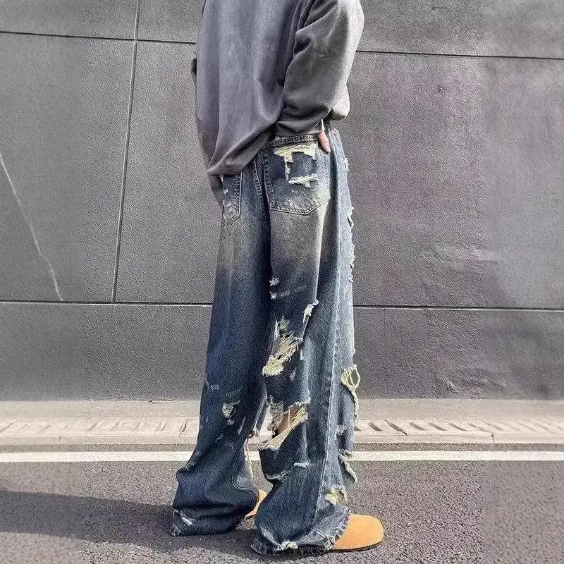 Japanese Brand Retro washed straight leg ripped jeans Size US 32 / EU 48 - 4 Thumbnail