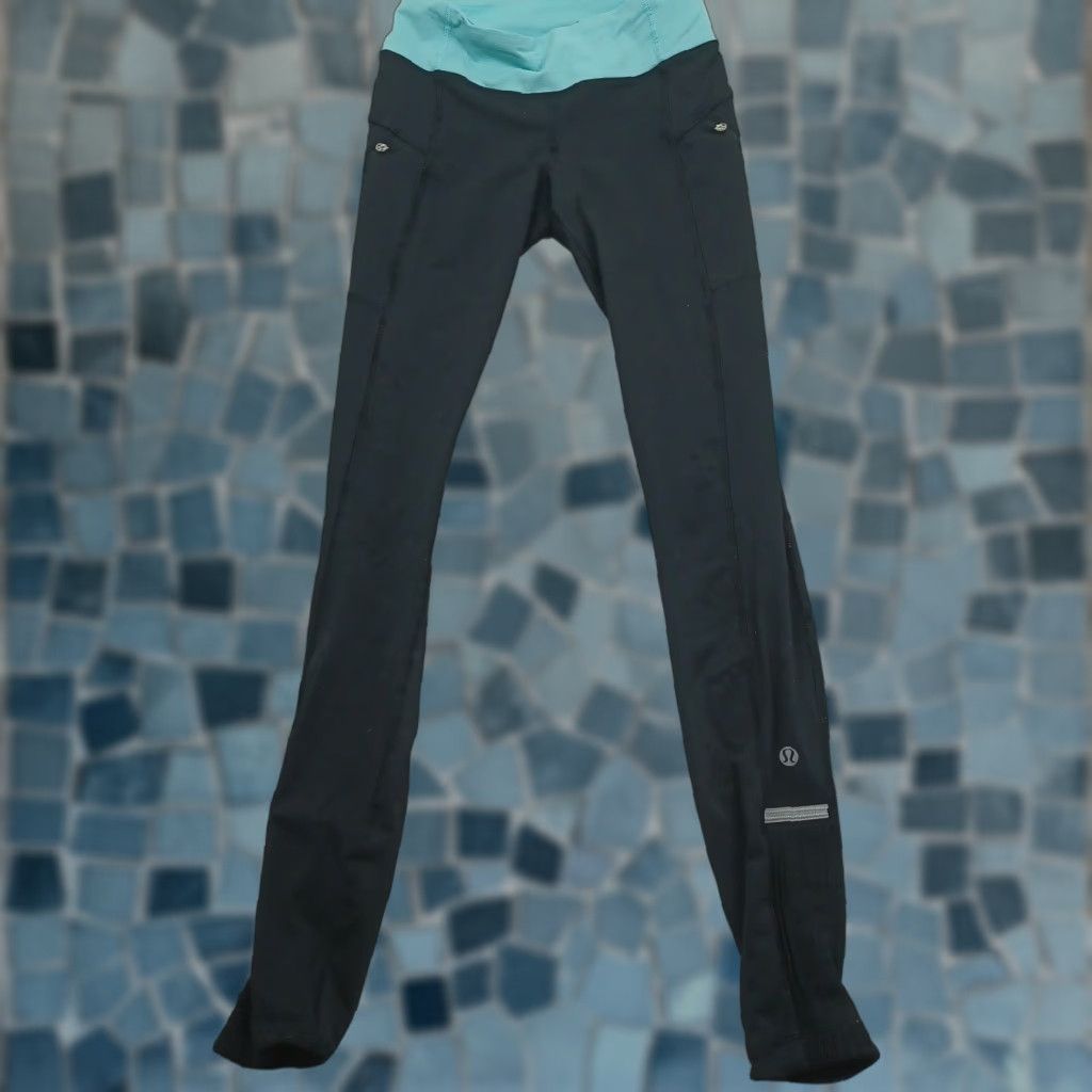 Lululemon Leggings Womens 4 Black Activewear Casual Pull On Pockets Shaping Stretch Ankle Yoga (Size 42)