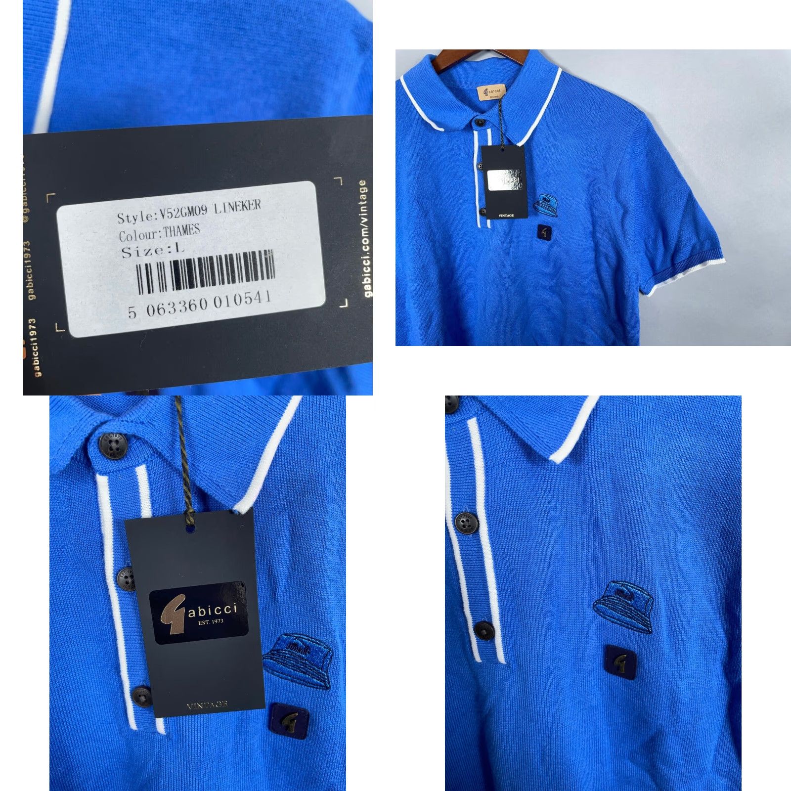 Gabicci VINTAGE Giabicci Polo Shirt Men Large Blue White Bucket Hat Embroidery Casual Knit 90s Retro Size US L / EU 52-54 / 3 - 8 Thumbnail