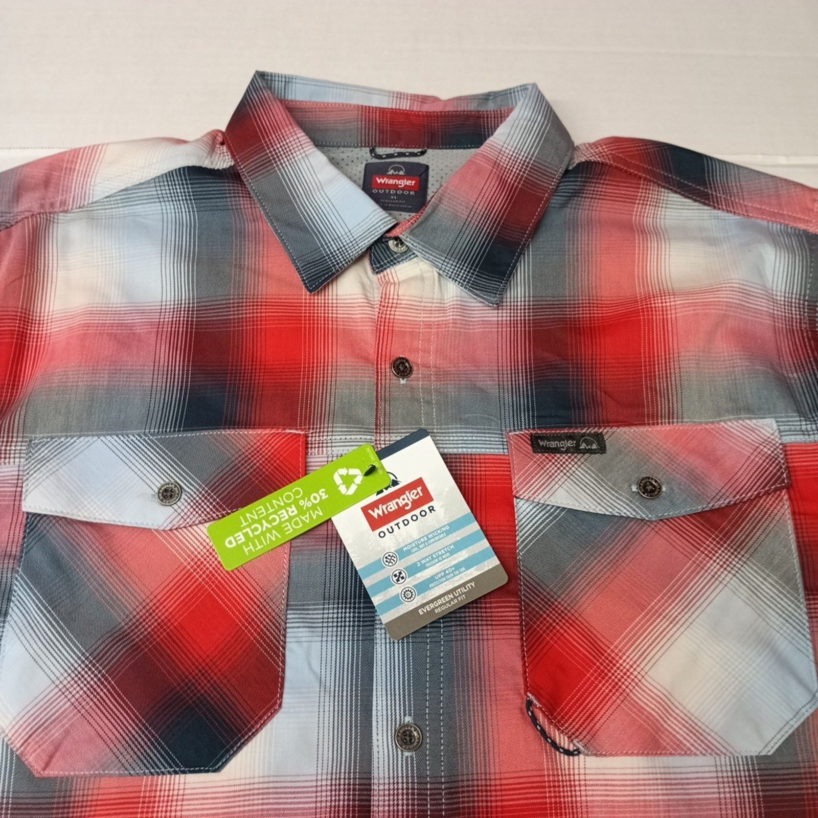 Wrangler Wrangler Shirt Men's XL Red Plaid Convertible Sleeves Shirt Size US XL / EU 56 / 4 - 3 Thumbnail