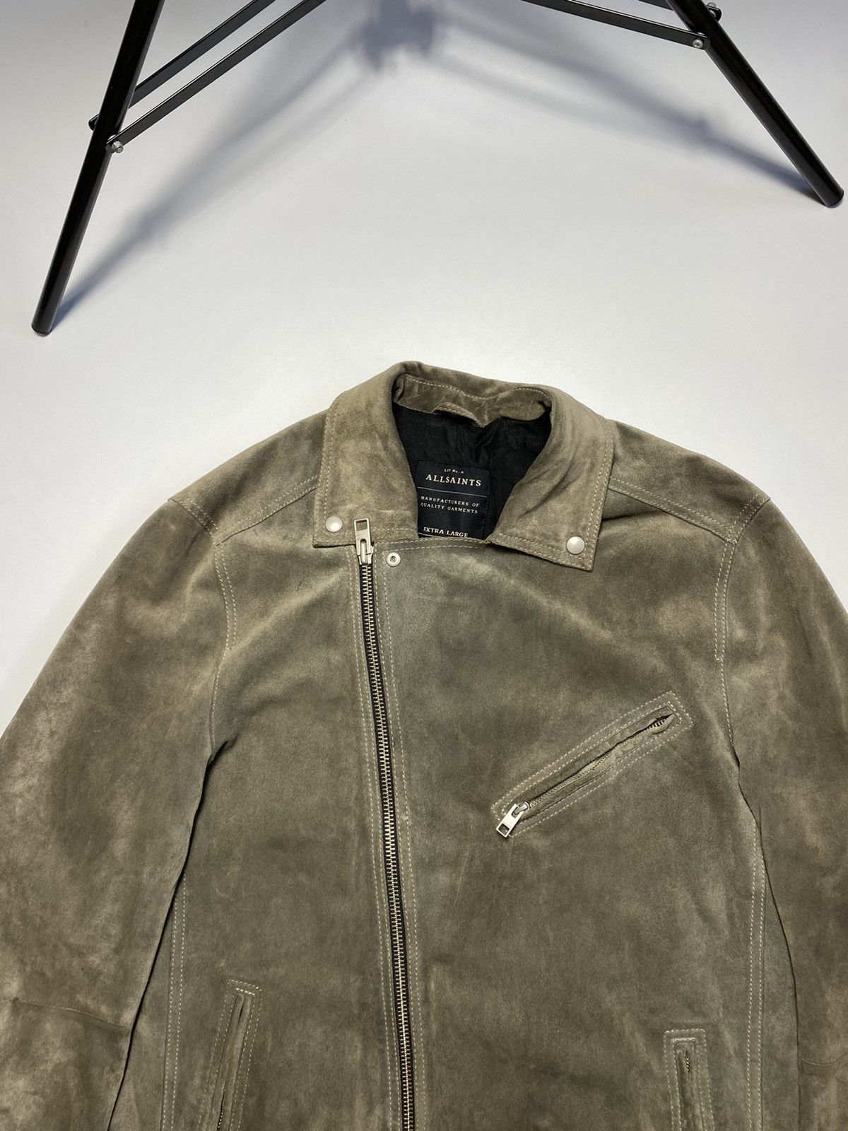 Allsaints Allsaints Crawley Calf Suede Biker Leather Jacket Size US XL / EU 56 / 4 - 4 Thumbnail