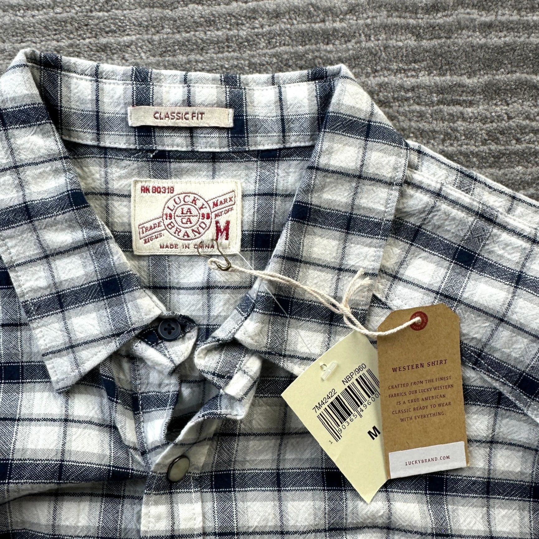 Lucky Brand Lucky Brand Shirt Mens M Blue White Plaid Pearl Snap Western Button-Up Casual Size US M / EU 48-50 / 2 - 6 Thumbnail