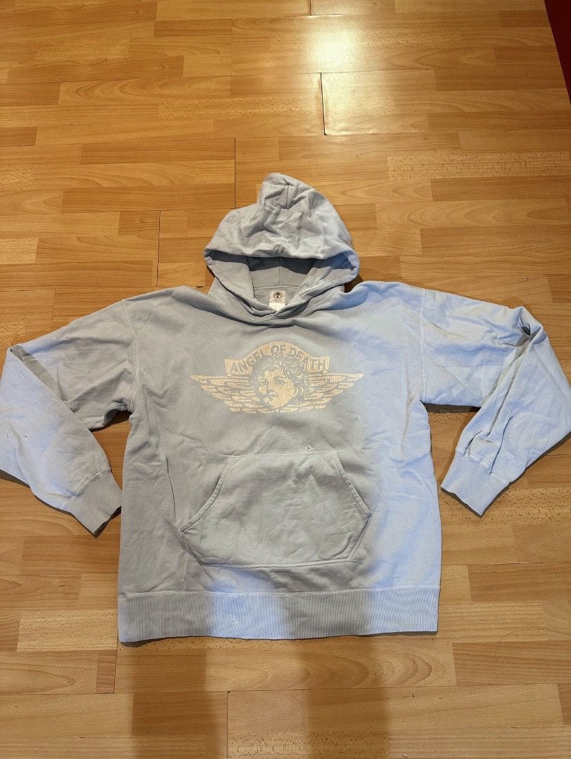 image of Saint Michael “Angel Of Death” Sweatshirts in Baby Blue, Men's (Size XL)