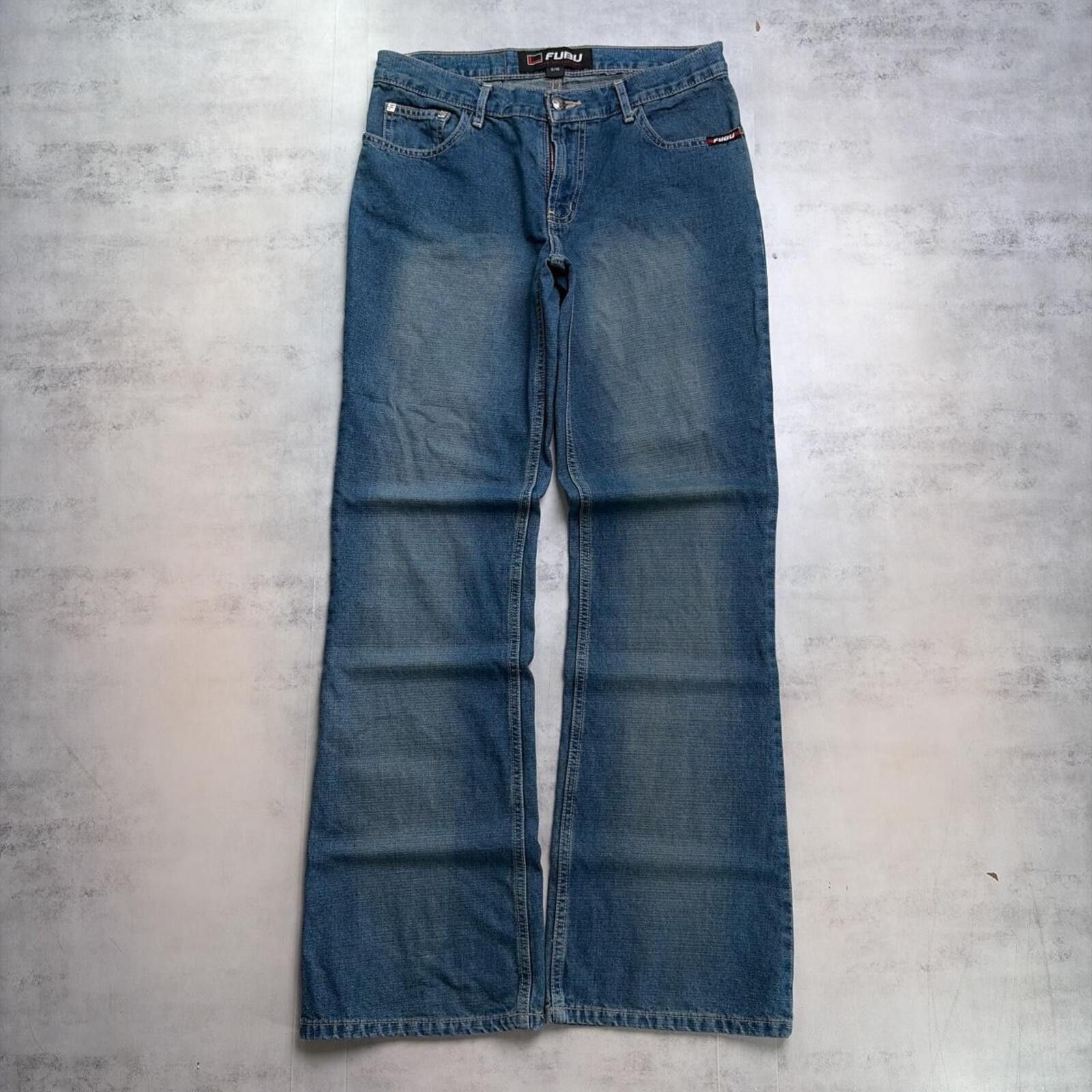 Fubu Y2K Blue Fubu Grunge Flared Low Rise Skater Denim Jeans Size 30" / US 8 / IT 44 - 2 Thumbnail