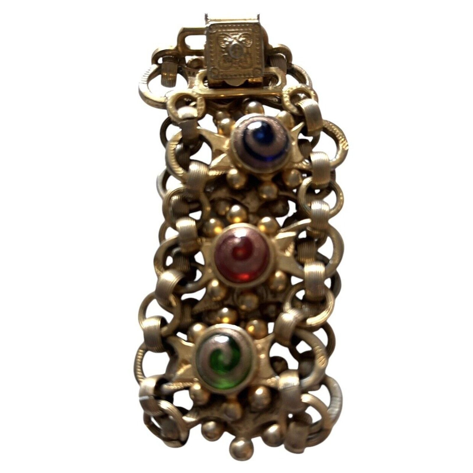 Other Venetian Art Glass Swirl Bracelet Wide Ornate Open Link Size ONE SIZE - 9 Thumbnail