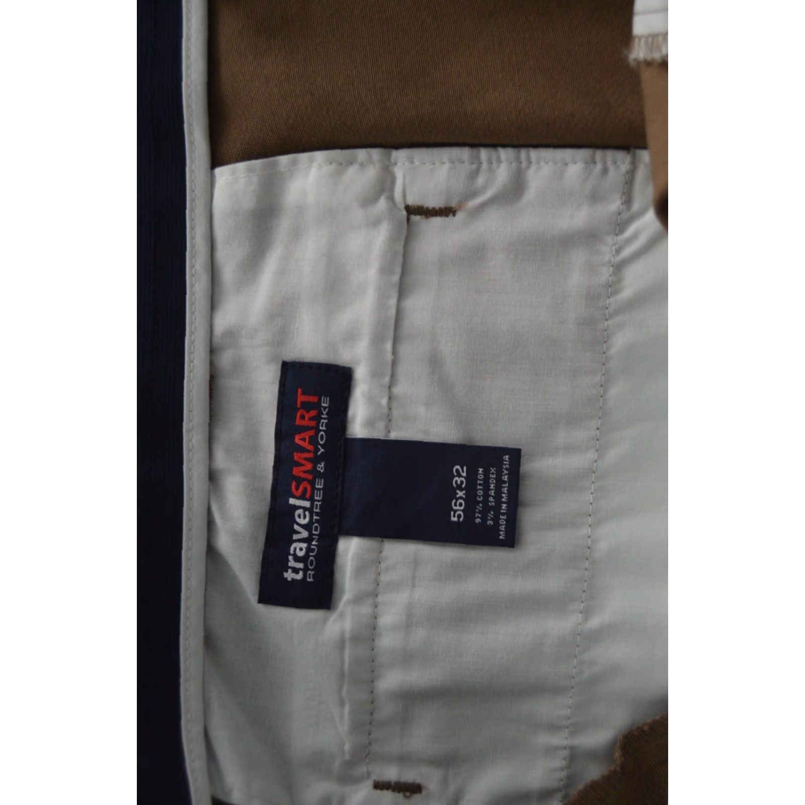 Roundtree & Yorke Mens ROUNDTREE & YORKE Travel Smart Classic Fit Flat Front Brown Pants 56x32 NWT Size US 40 / EU 56 - 8 Thumbnail