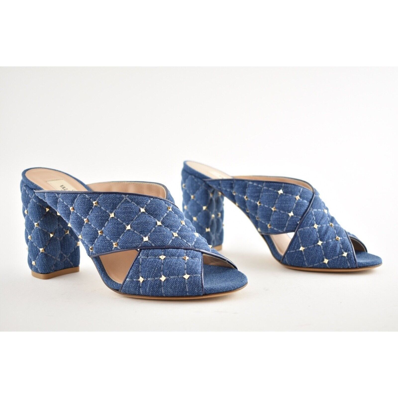 Valentino Valentino Rockstud Spike Denim Blue Mule Stud Backless Size US 6.5 / IT 36.5 - 2 Thumbnail
