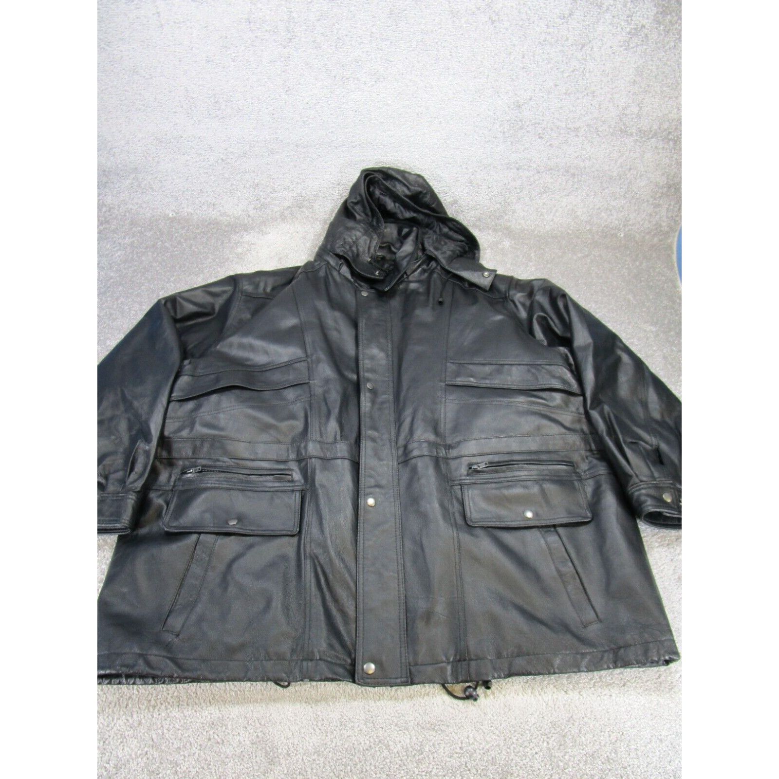 image of Vintage Excelled Jacket Mens 2Xl Black Leather Fleece Lining Outdoor in White