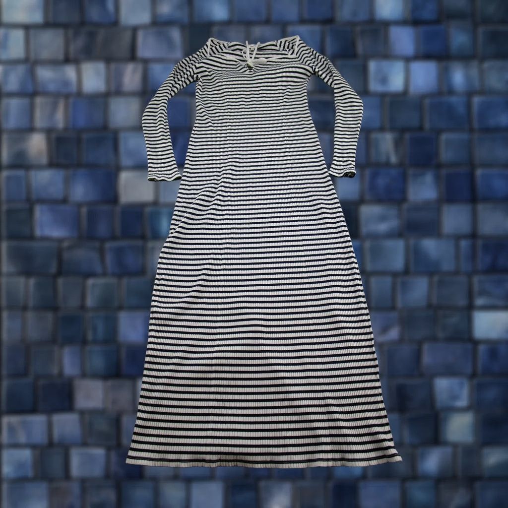 Vintage Aerie Womens XL White Navy Buttercream Ribbed Sweater Maxi Dress NEW Size XL / US 12-14 / IT 48-50 - 1 Thumbnail