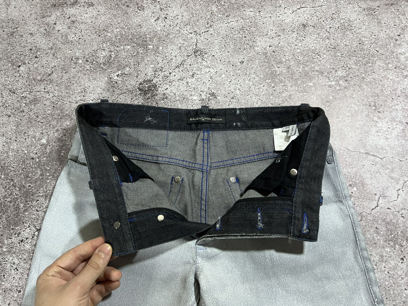 Balenciaga Deadstock Balenciaga 2008 Silver Painted Denim Jeans Size 27 Size US 27 - 10 Thumbnail