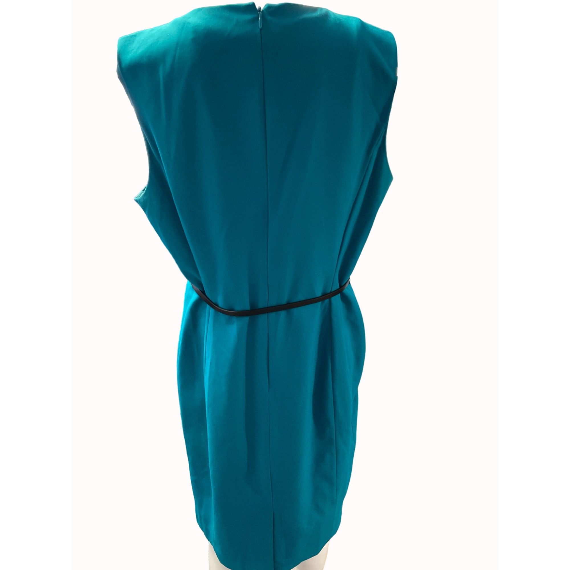 Calvin Klein Calvin Klein Womens Aqua Blue Sleeveless Sheath Belted Dress Size L / US 10 / IT 46 - 3 Thumbnail