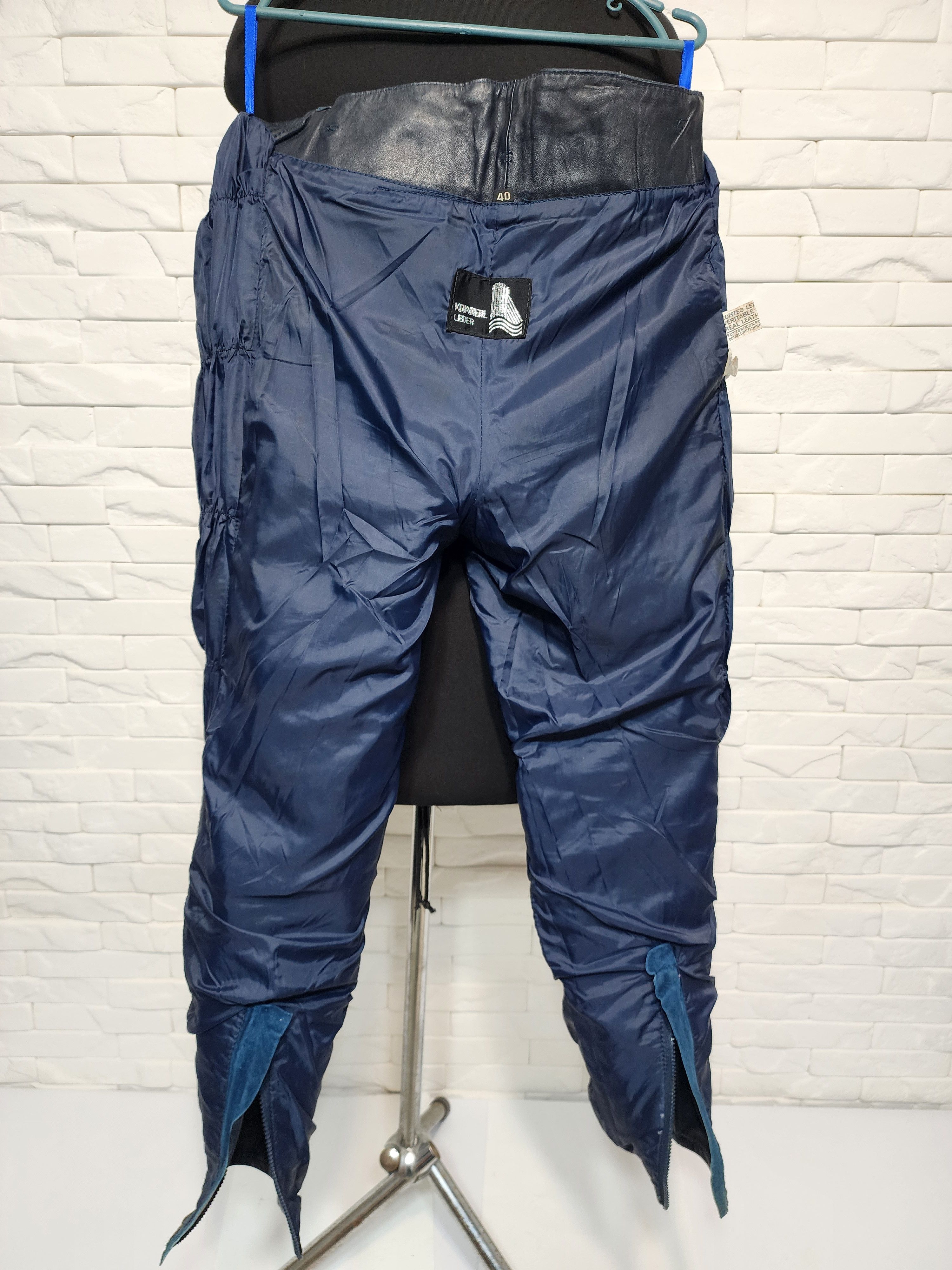 Genuine Leather Blue Leather Biker Pants: Size 29" - 8 Thumbnail