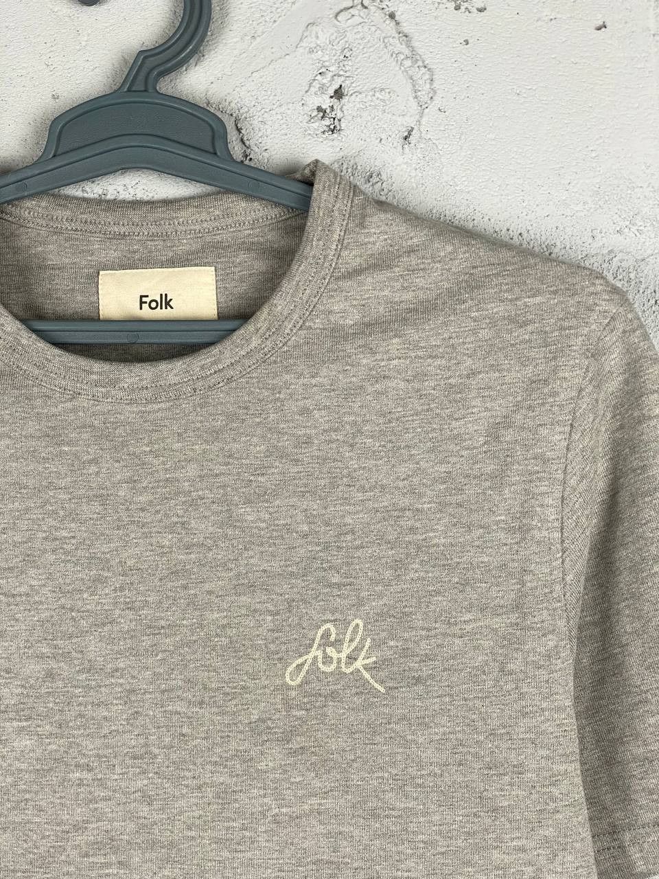 Designer × Folk Folk Grey Organic Men’s Embroidered Logo T Shirt Size L Size US L / EU 52-54 / 3 - 4 Thumbnail