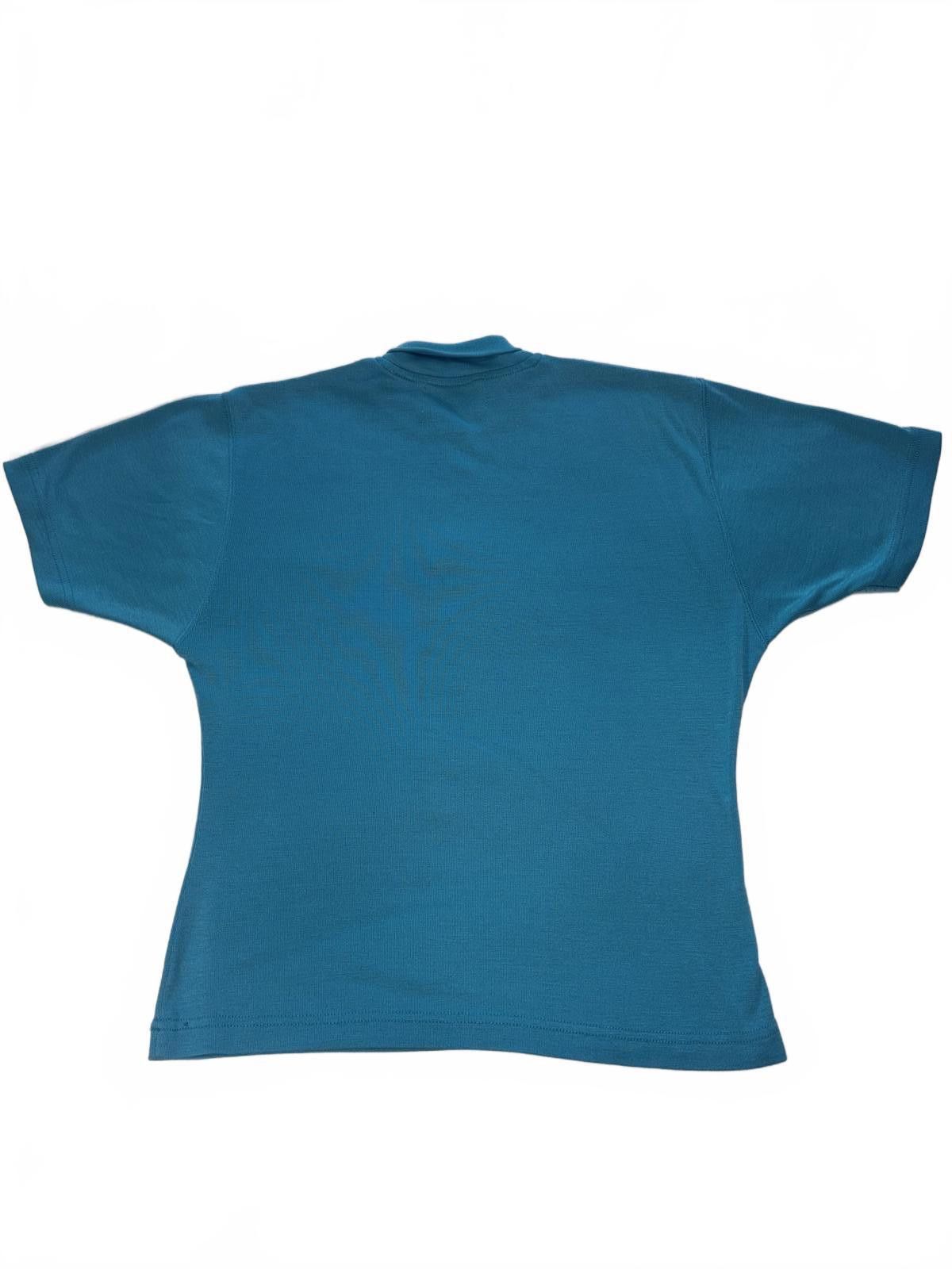 Designer Stylish Turquoise Short Sleeve Button-Up Shirt Size S / US 4 / IT 40 - 4 Thumbnail