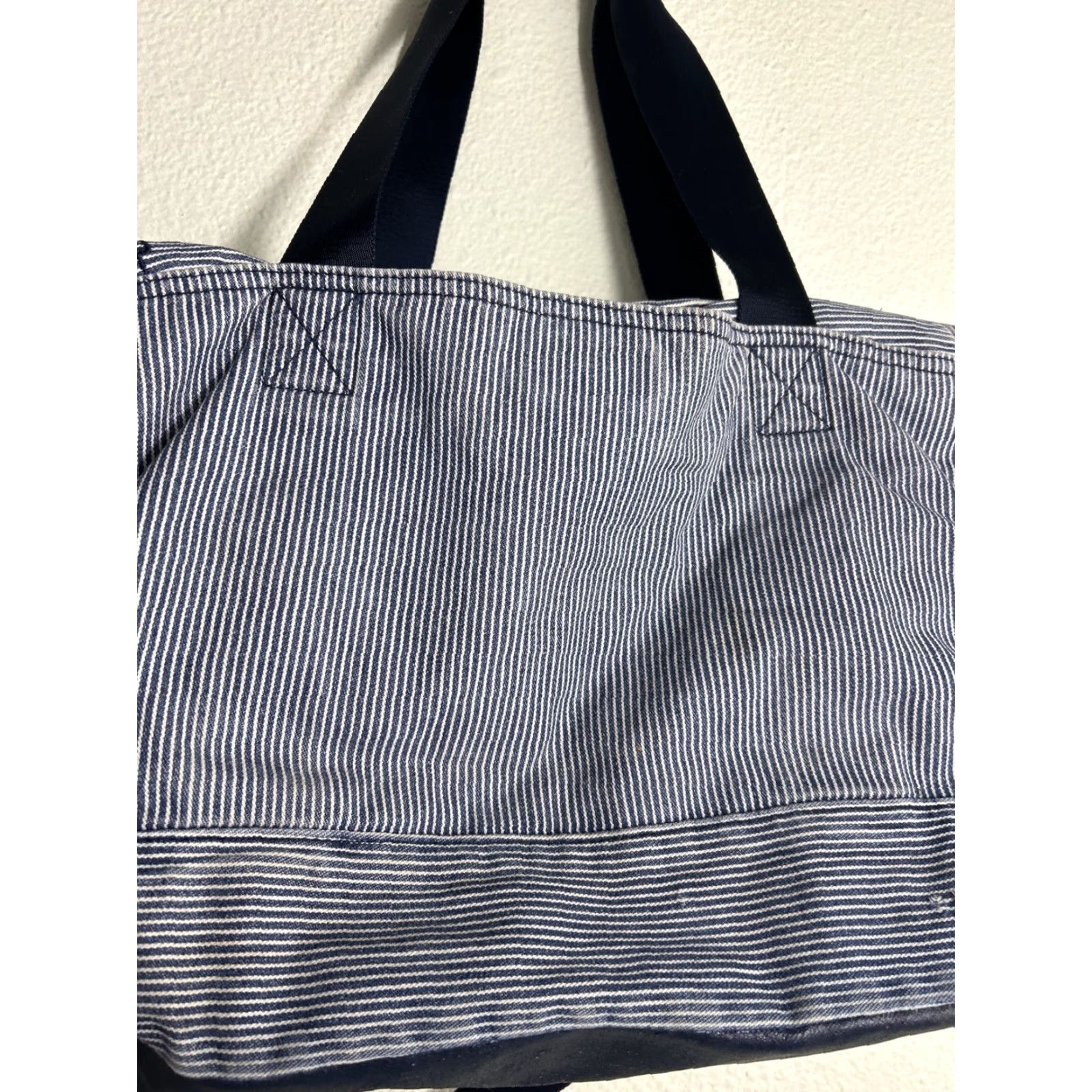 Gap VINTAGE GAP Crossbody Bag Denim White Blue Striped 16x16x6 Canvas Cotton Women Indistinct Railroad? Size ONE SIZE - 4 Thumbnail