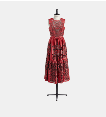 image of Dior O1W1Db10124 Ornamental Lambskin Dress In Red, Women's (Size Medium)