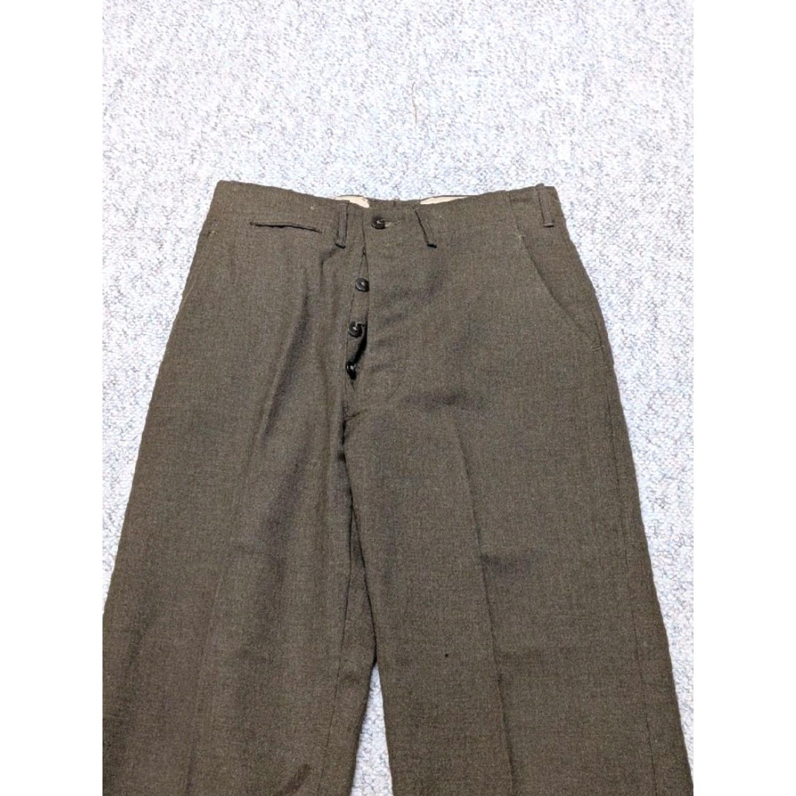 Vintage VINTAGE US Army Pants 1940s WW2 serge wool 32x32 Green Trousers Mens 32x32 Wool Green Vintage Military Field Front Button Closure Casual Wear Size US 32 / EU 48 - 2 Thumbnail