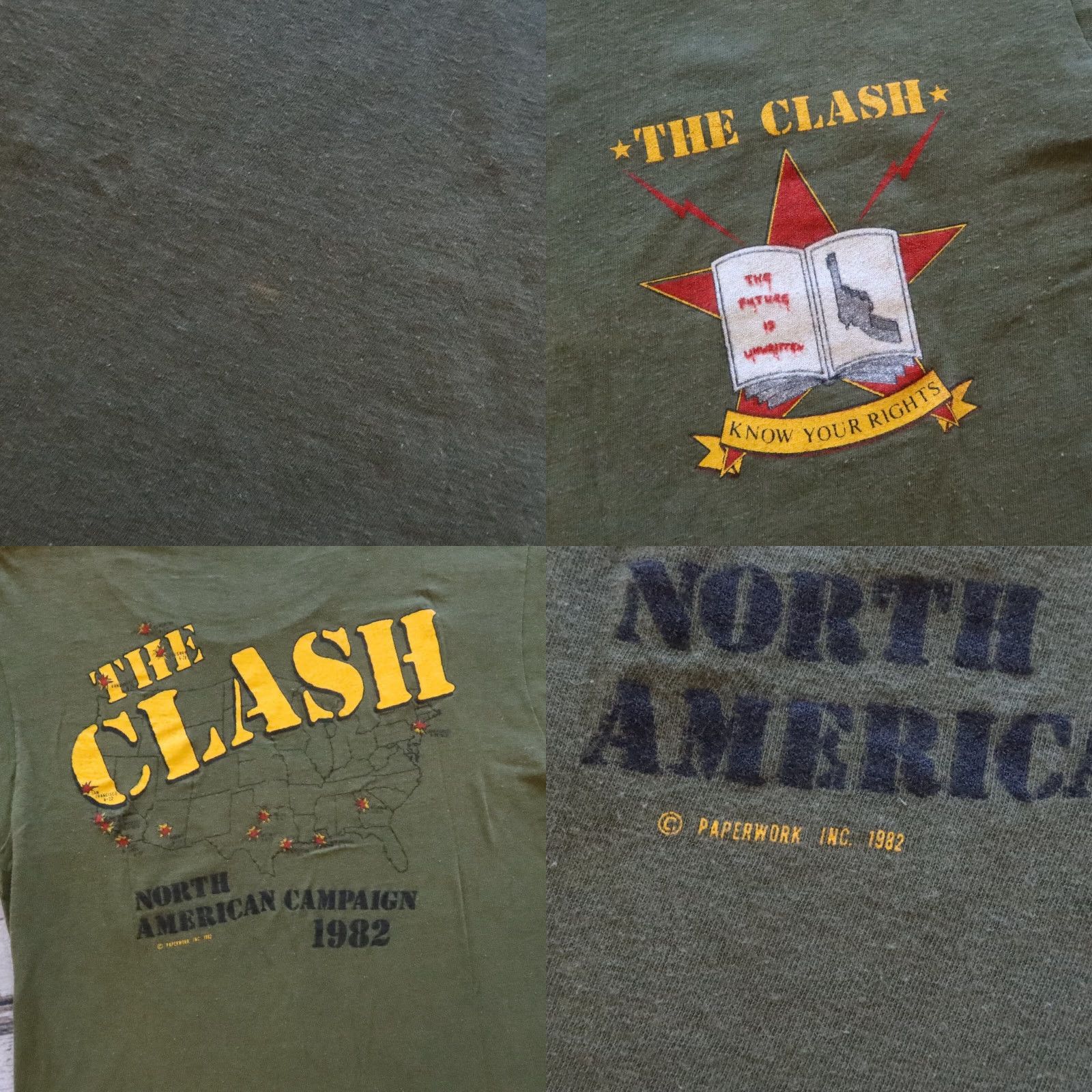 Vintage VINTAGE The Clash Know Your Rights North American Campaign 1982 T-Shirt Shirt Mens L Green Size US L / EU 52-54 / 3 - 9 Thumbnail
