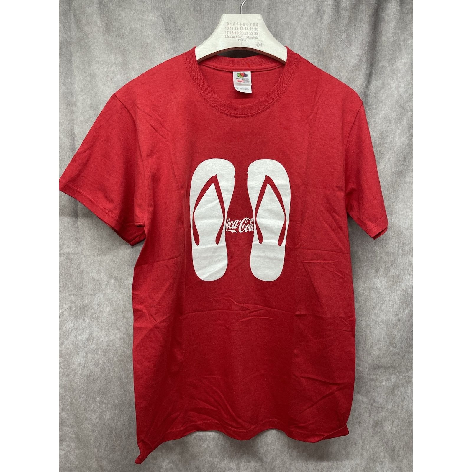 Fruit Of The Loom Vintage 90s Murakami Haruki Coca Cola Flip Flops Happiness M Size US M / EU 48-50 / 2 - 2 Thumbnail