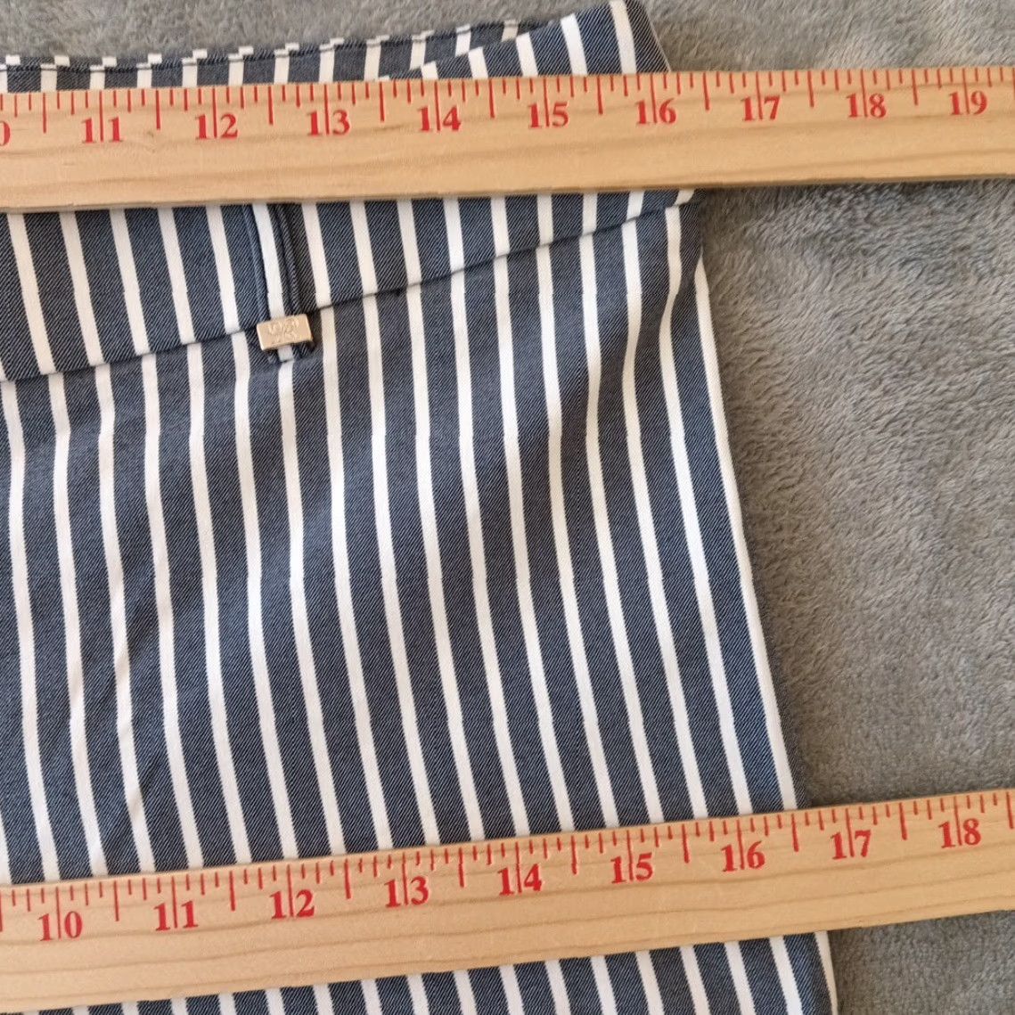 Vintage Rafaella Pants Womens Size 12 Gray Striped Skinny Stretch Pull On Ankle 32x27 Size 34" / US 12 / IT 48 - 2 Thumbnail