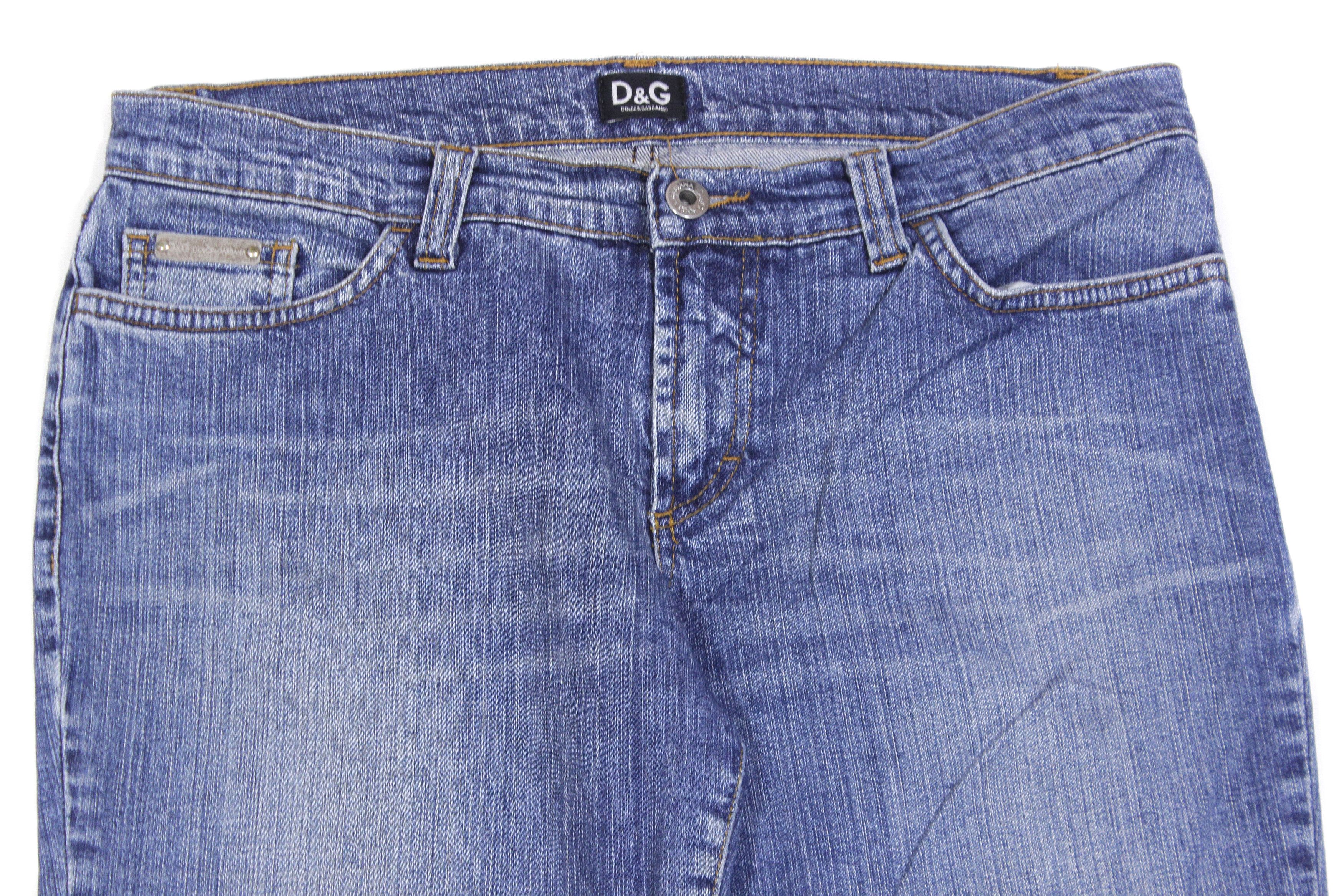 Dolce & Gabbana 90S DG Logo Y2K Flared Jeans Vintage Size 28" / US 6 / IT 42 - 4 Thumbnail