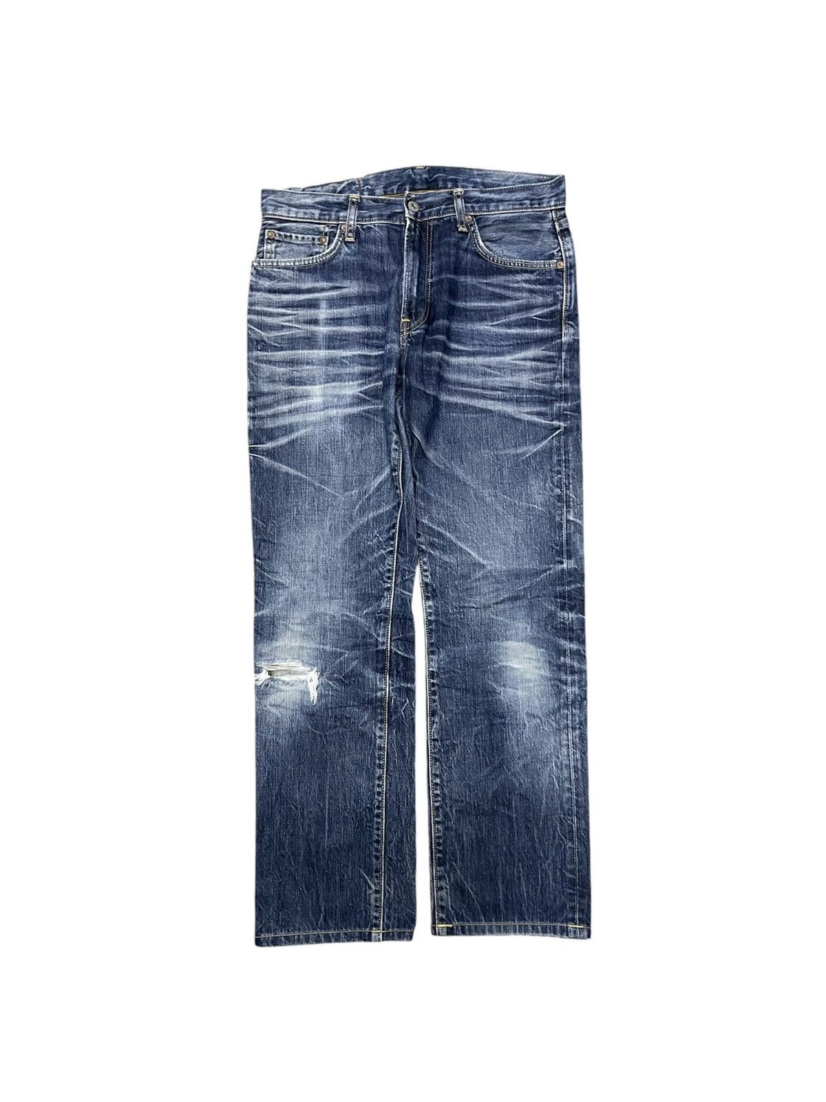 Beauty Beast 2000s UNIQLO MUDWASH DENIM DISTRESSED JEANS Size US 30 / EU 46 - 2 Thumbnail