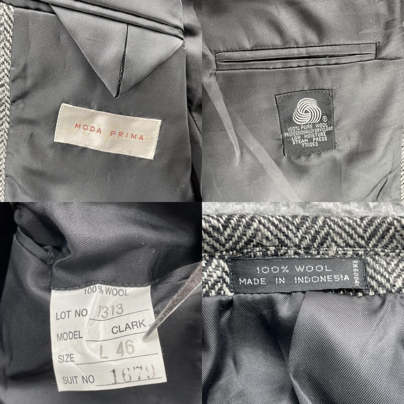 Jack Victor Moda Prima Blazer Men's 46 L 100% Wool Herringbone Corpcore Academia Business Size 46R - 8 Thumbnail
