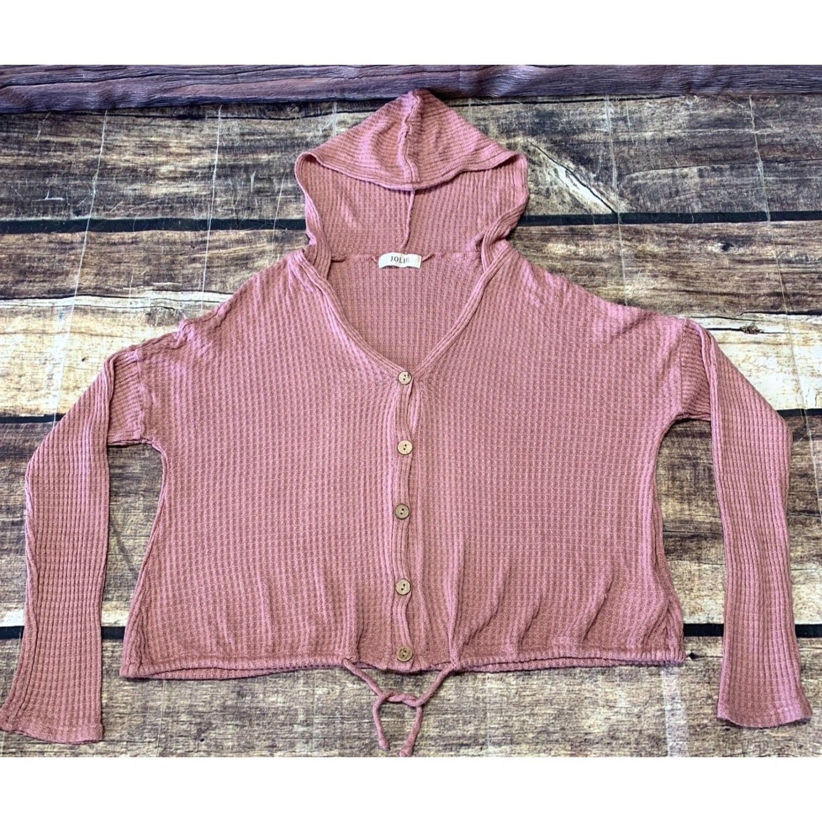 Pinko JOLIE Pullover Cropped Sweater Top Women M Peachy Pink Long Sleeve V-Neck Casual 90s Style Buttons & Tie at Waist Size M / US 6-8 / IT 42-44 - 6 Thumbnail