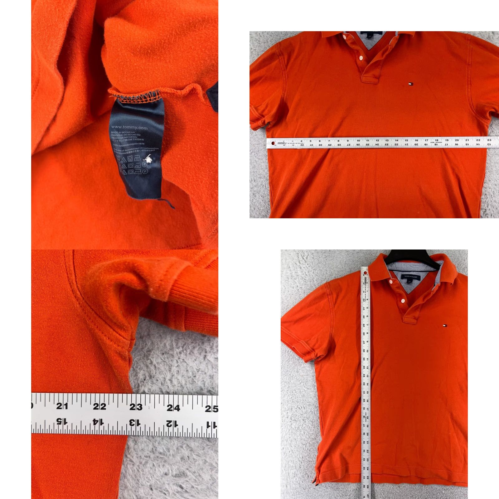 Tommy Hilfiger VINTAGE Tommy Hilfiger Polo Shirt Men L Orange 100% Cotton Short Sleeve Golf Shirts Polo Man Large Orange 90s Modern American Sports Mens Size US L / EU 52-54 / 3 - 8 Thumbnail