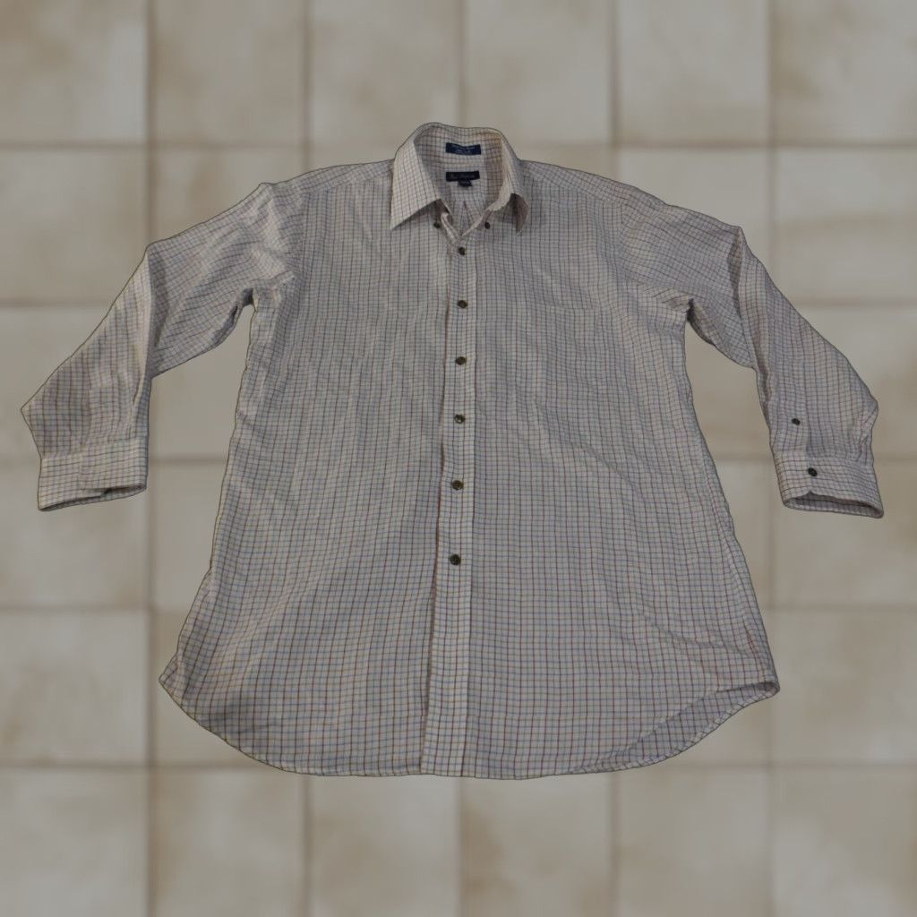 Vintage Paul Fredrick Dress Shirt Mens 15.5 White Plaid Button-Down Collar  Shirt | Grailed