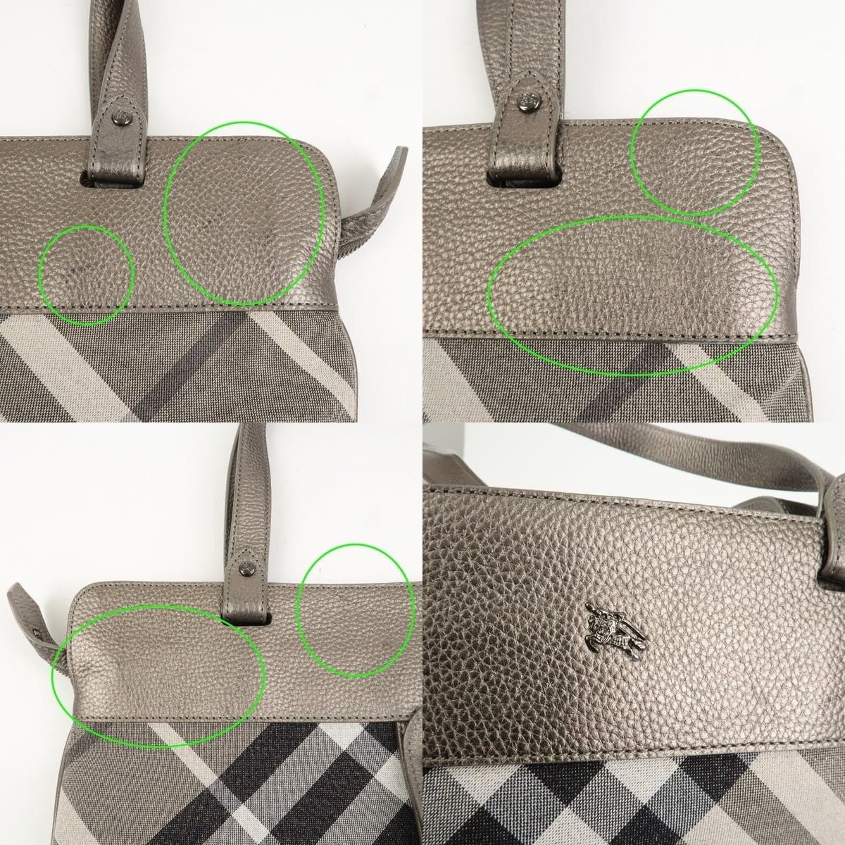 Burberry Burberry Nova Check Canvas & Leather Tote Gray Size ONE SIZE - 6 Thumbnail
