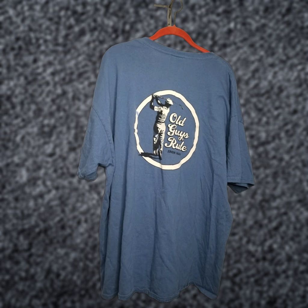 Vintage Mens 2XL OLD GUYS RULE Golf Iron Man Blue Short Sleeve Funny T Shirt Size US XXL / EU 58 / 5 - 1 Thumbnail