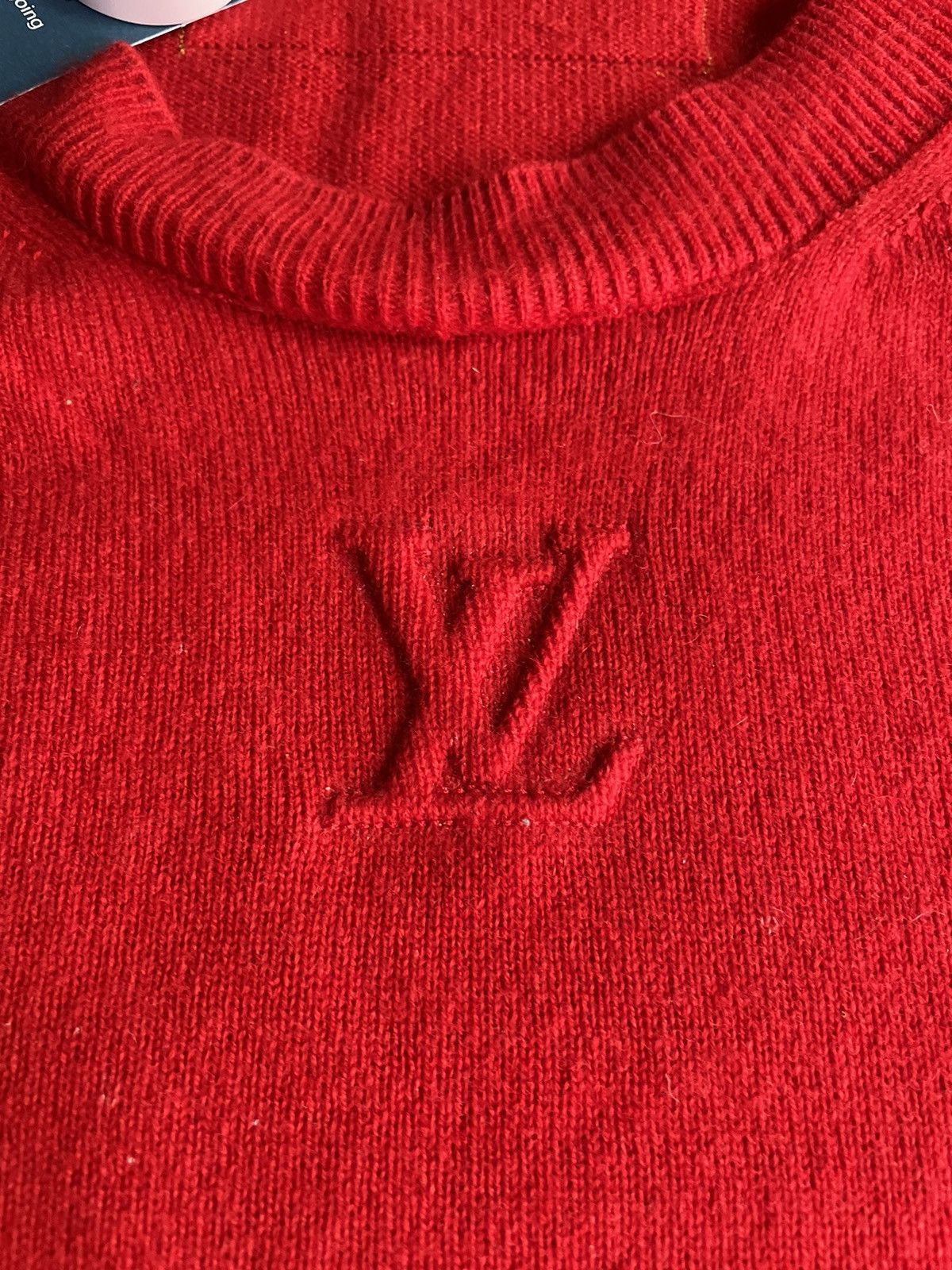 Louis Vuitton Louis Vuitton Red Cashmere Embossed Logo Sweater Size US L / EU 52-54 / 3 - 2 Thumbnail