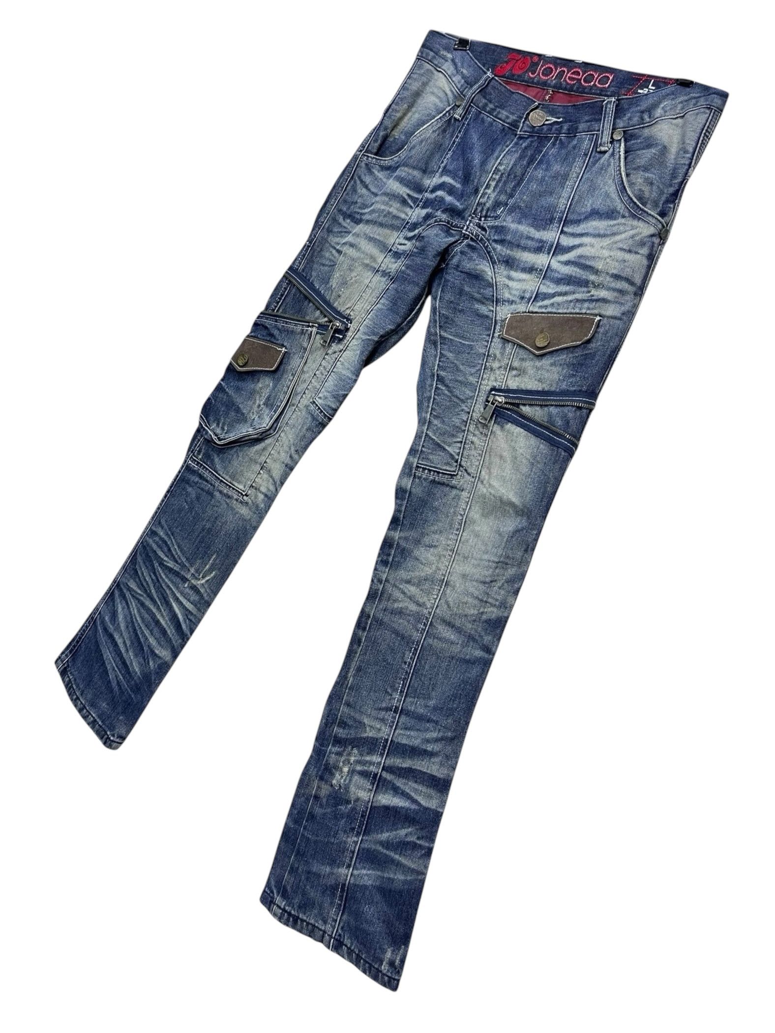 Union LA FYE🔥Vintage Punk Grunge Union Jack Mudwash Clawmark Denim Size US 31 - 8 Thumbnail