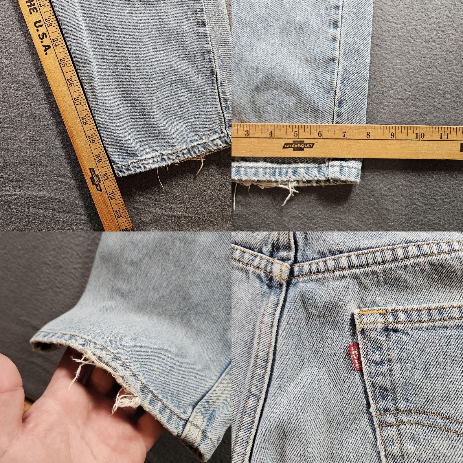 Levi's Levi's 550 Jeans Mens 33x31 Light Blue Relaxed Tapered Fit Denim Zip Pockets 90s Made USA Distressed Size US 33 - 9 Thumbnail