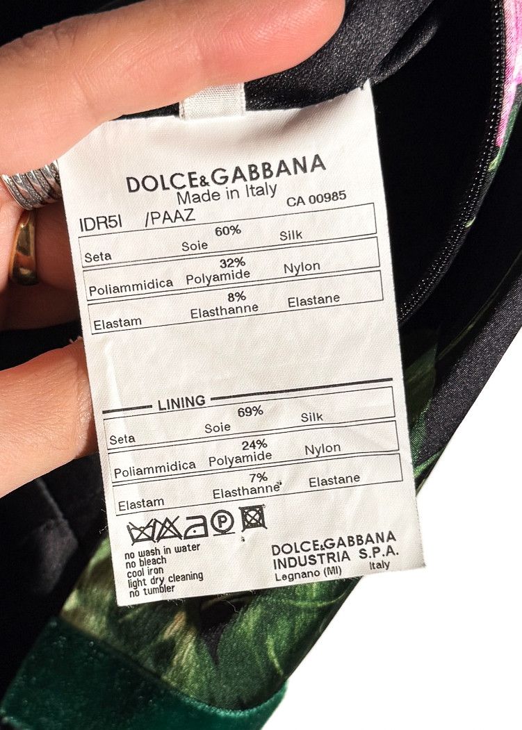 Dolce & Gabbana Dolce & Gabbana Floral Print Velvet Trim Brooch Accent Dress Size M / US 6-8 / IT 42-44 - 10 Thumbnail
