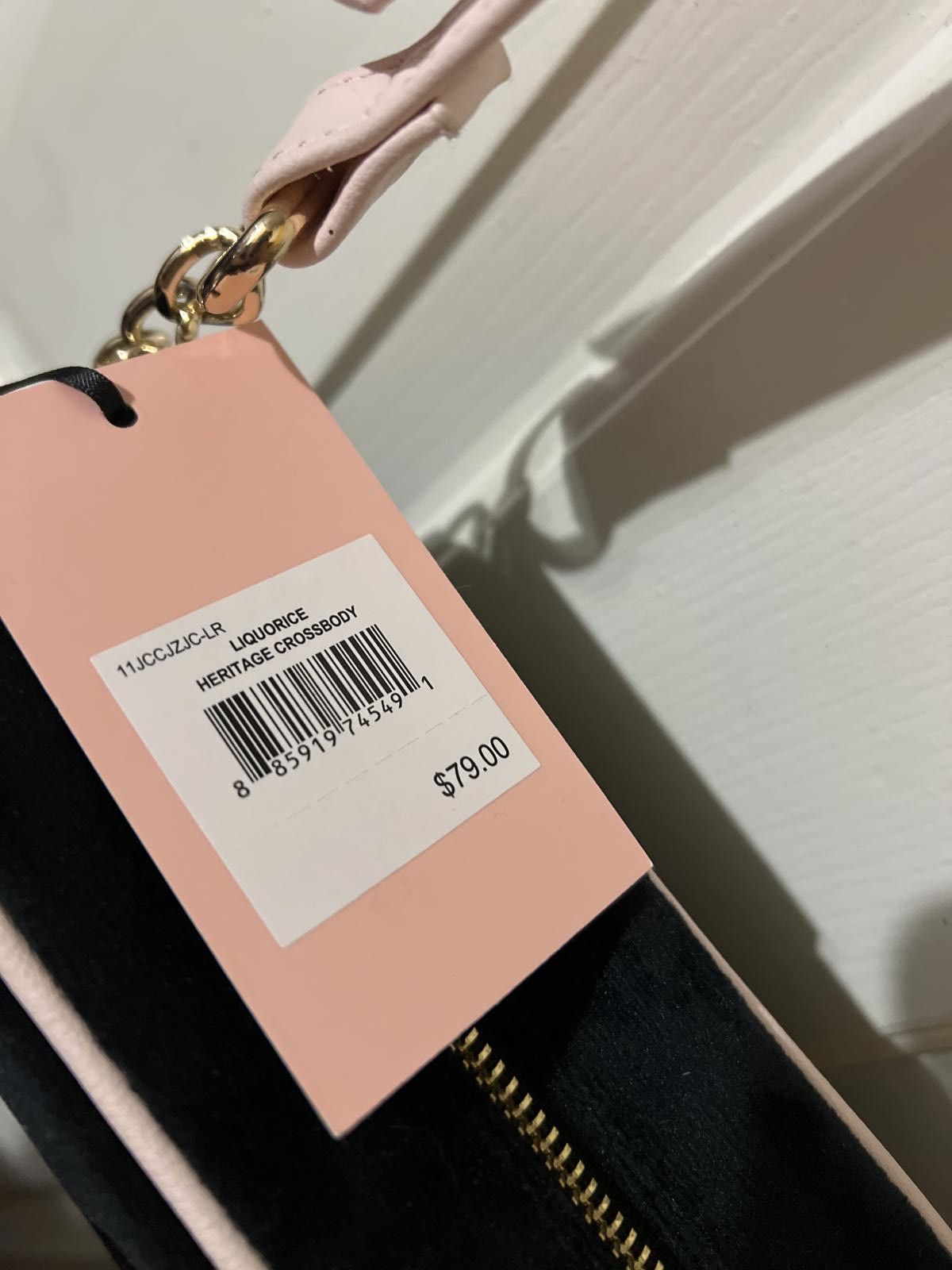 Juicy Couture Jeans Juicy Couture Black and Pink Velvet Crossbody Bag Size ONE SIZE - 5 Thumbnail