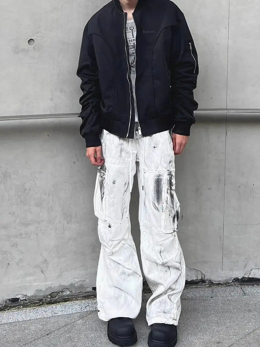 Japanese Brand Multi pocket tie dyed straight leg floor mopping jeans Size US 32 / EU 48 - 2 Thumbnail