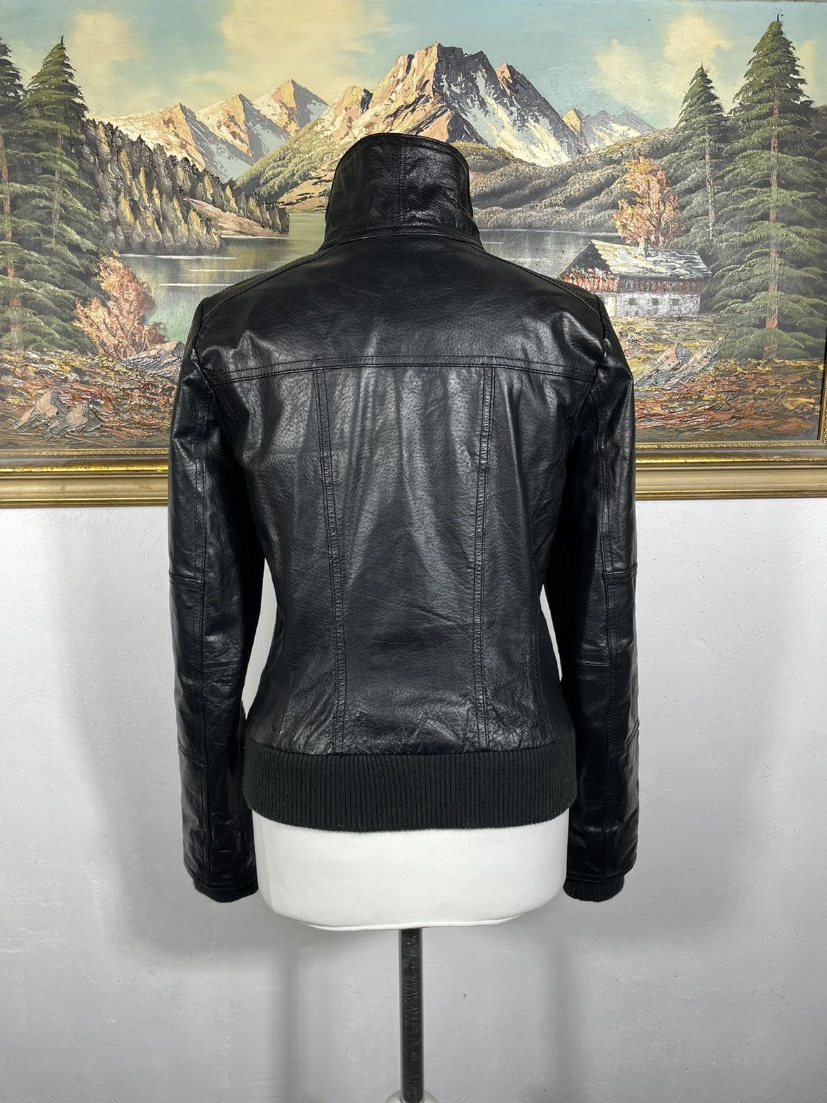 Vintage Vintage Y2k Avant Garde Black Real Leather Bomber Jacket Size S / US 4 / IT 40 - 4 Thumbnail