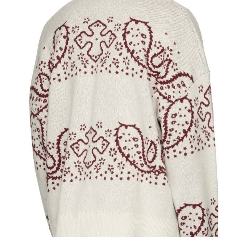 Rhude RHUDE: Men's Cream & Red Wool/Cashmere Cardigan - Small Size US S / EU 44-46 / 1 - 2 Thumbnail