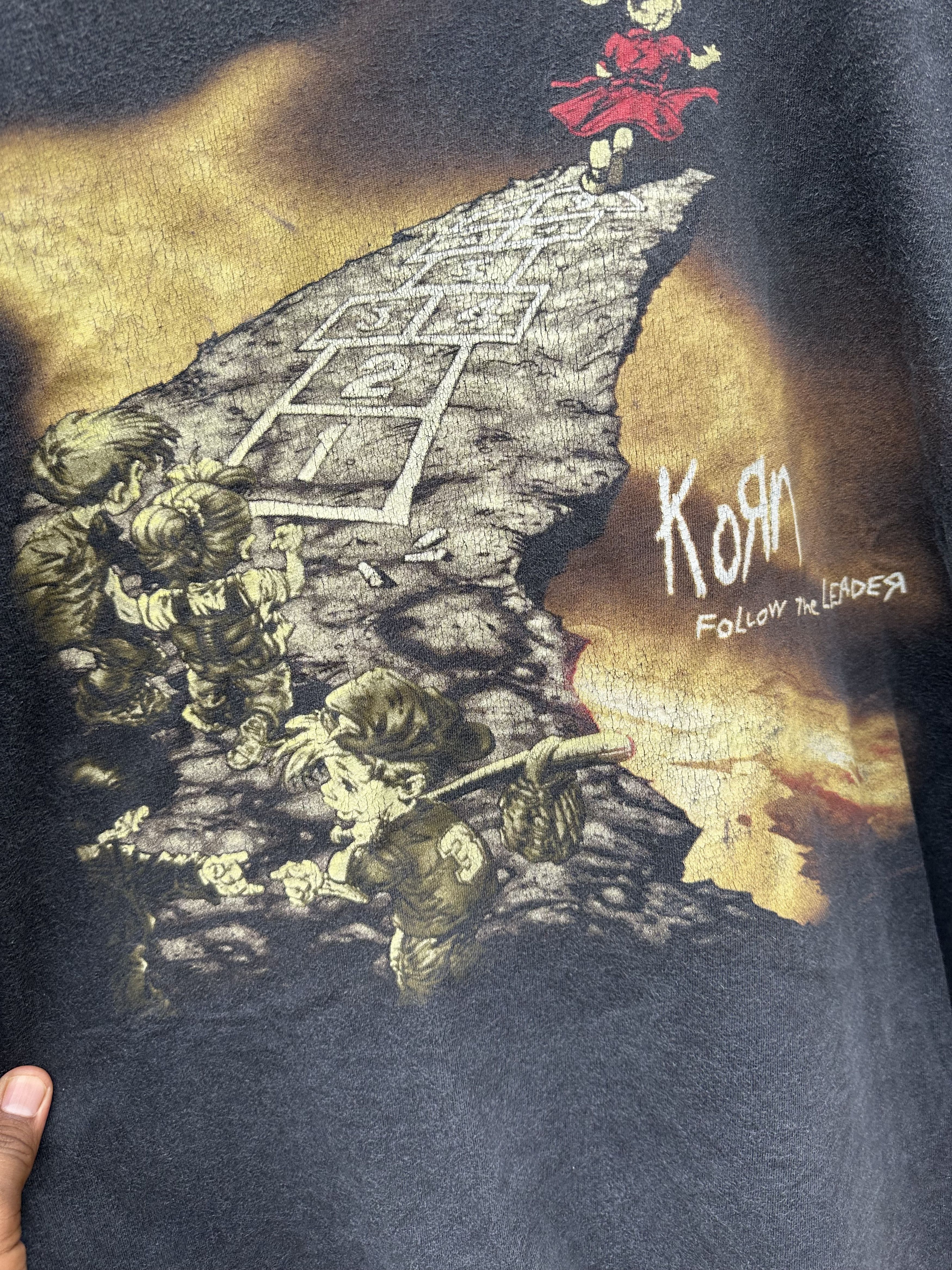 Giant Vintage 90s Korn “Follow the Leader” Rare Nu Metal T-Shirt Size US XL / EU 56 / 4 - 3 Thumbnail
