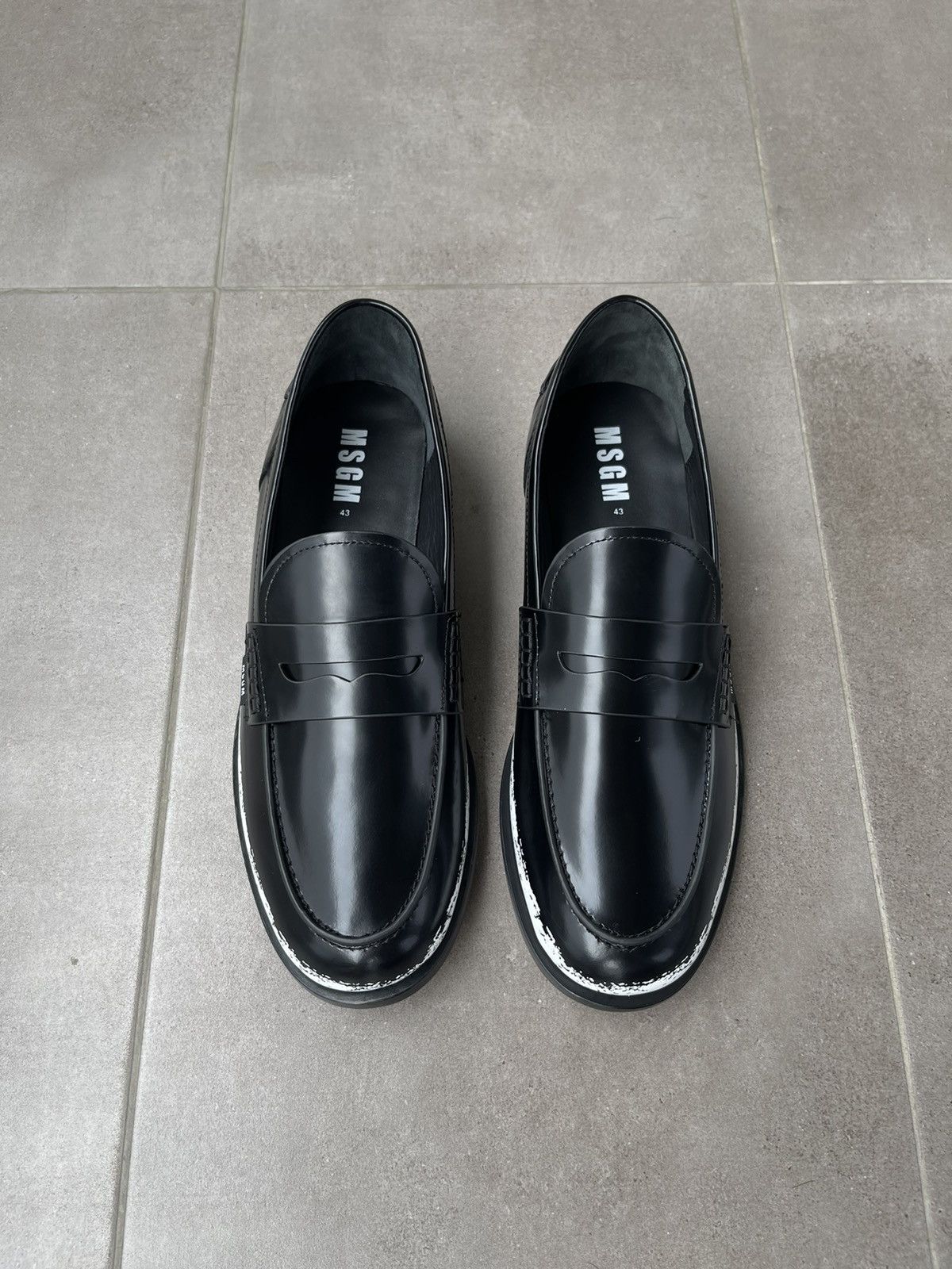 MSGM !DS! SS24 MSGM Black White Pattern Leather Loafers Size US 10 / EU 43 - 9 Thumbnail