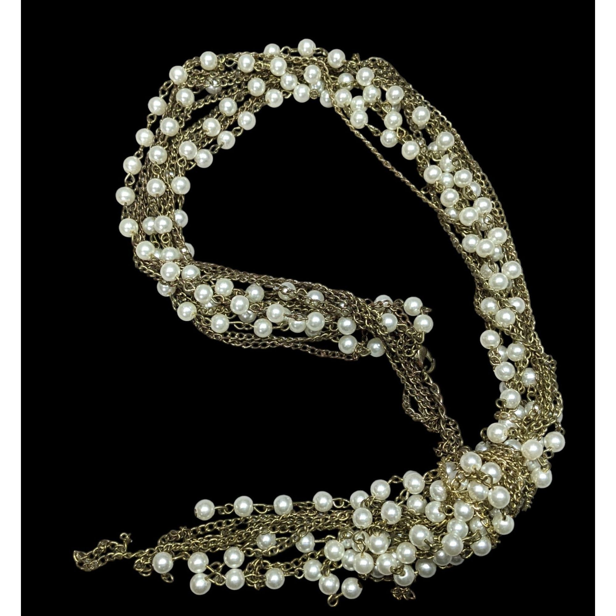 Other Retro 80s Style Glam Metal Gold-Tone Chain Necklace With Fau Size ONE SIZE - 1 Thumbnail