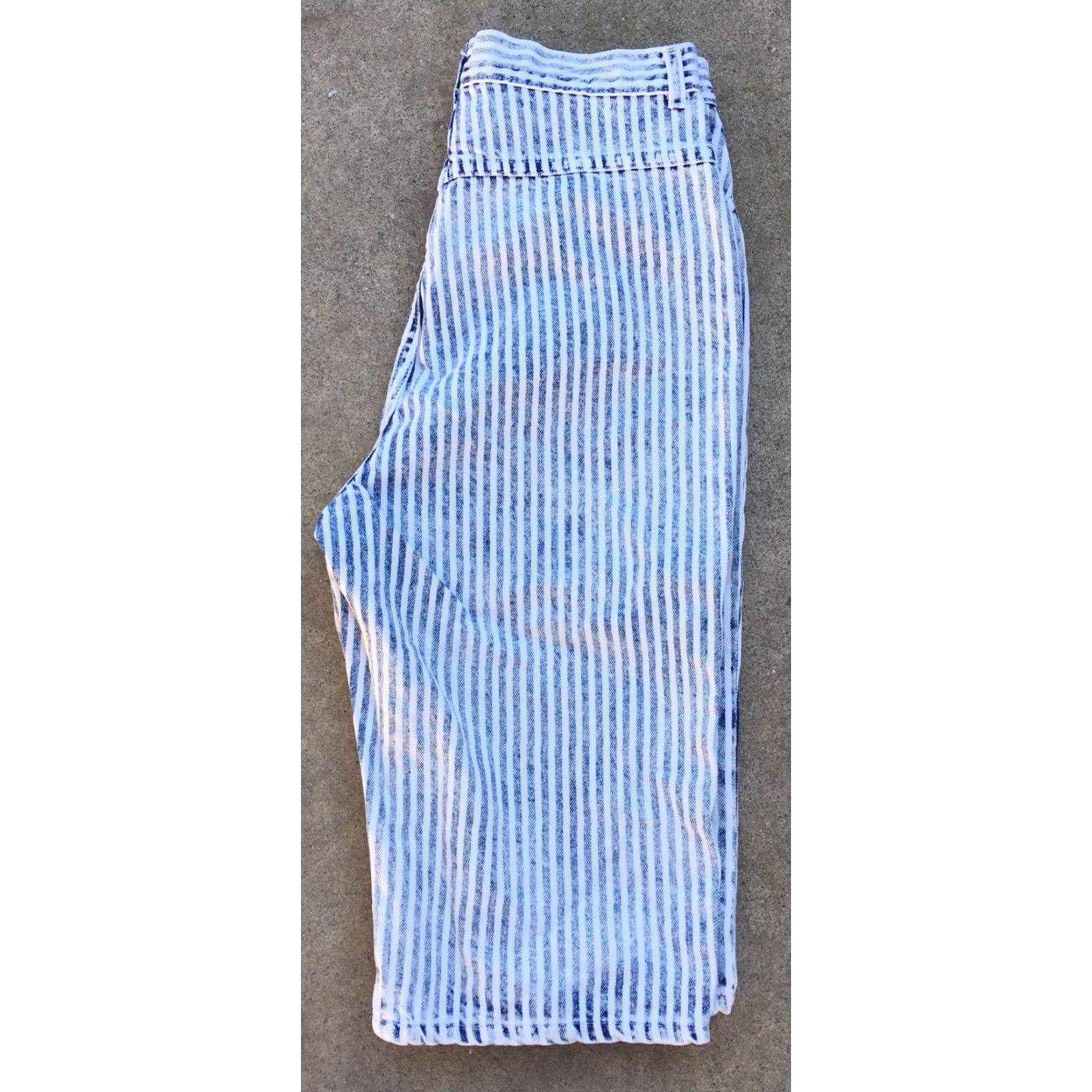 Denime VINTAGE Dirty Dancing Striped Acid Wash Denim Shorts 1980s 80s Size 12 29” Waist Denim Shorts Womens Boys Girls Mens Size 34" / US 12 / IT 48 - 4 Thumbnail
