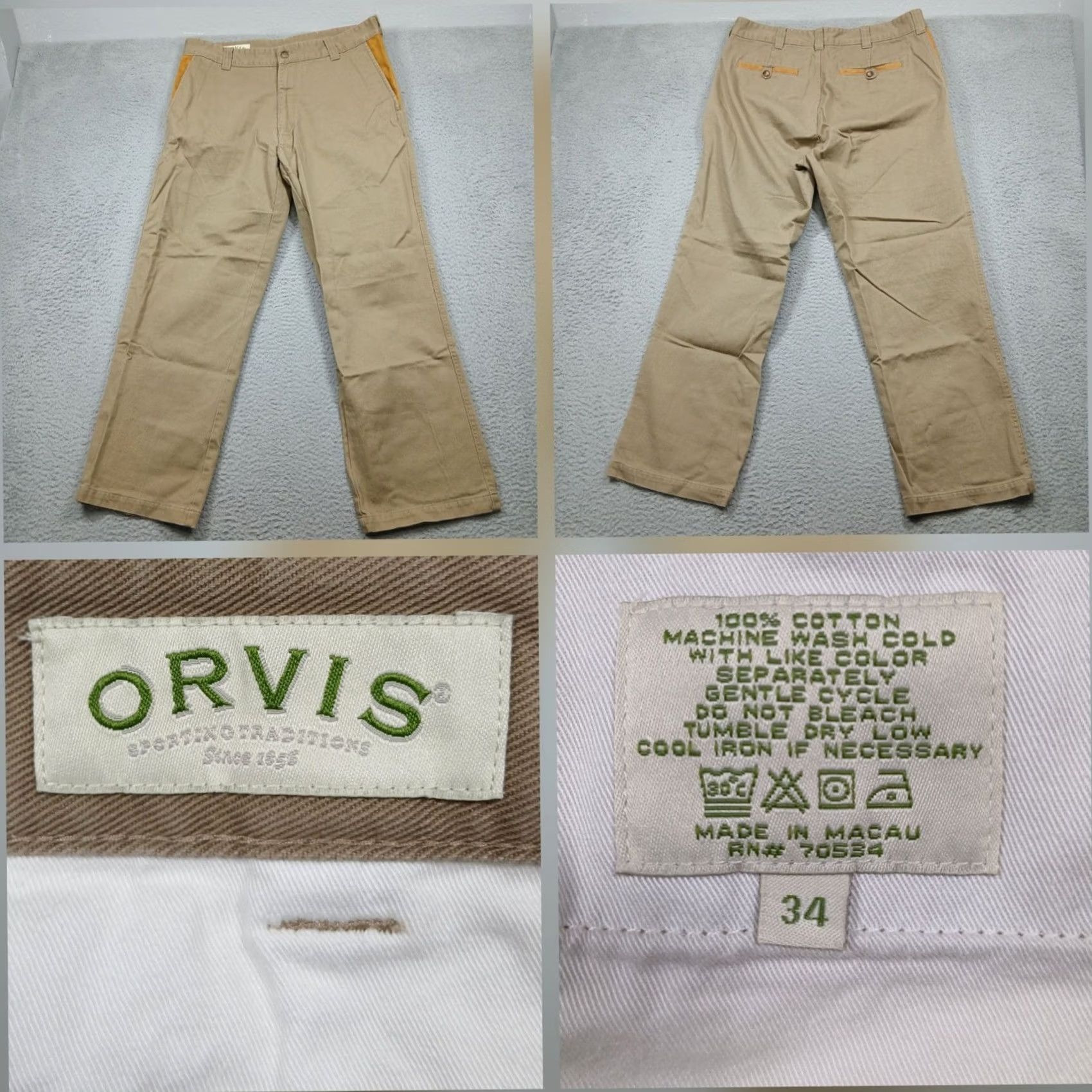 Orvis Orvis Khaki Field Pants Mens Size 34 Chino Twill Button Zip Pockets Classic Fit Casual Workwear Outdoors EUC Size US 34 / EU 50 - 2 Thumbnail