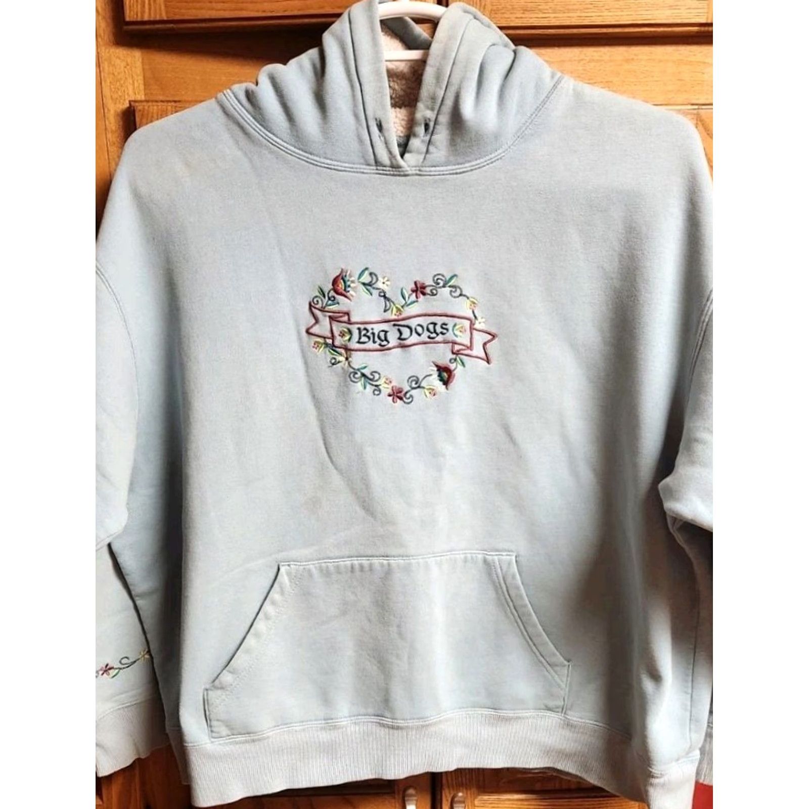 Big Dogs VINTAGE Big Dogs Hoodie Women 2XL Floral Embroidered Pullover Sweatshirt Blue Knit Embroidered 90s Womens Size XXL / US 16-18 / IT 52-54 - 5 Thumbnail